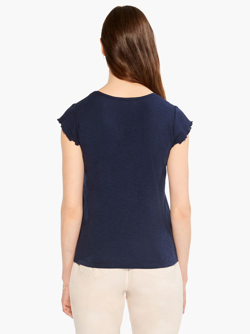 Woman Wears NZT Short Sleeve Scoop Lettuce Edge Tee image number 2