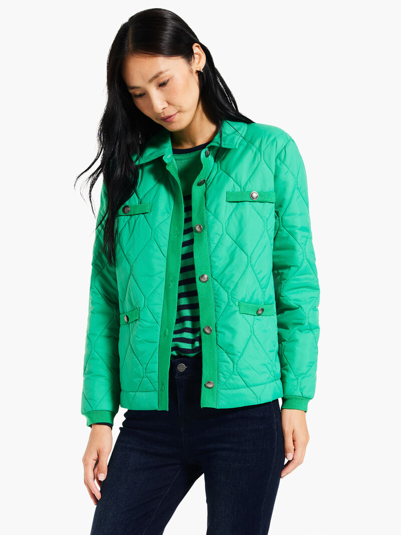 Knit Trim Puffer Jacket