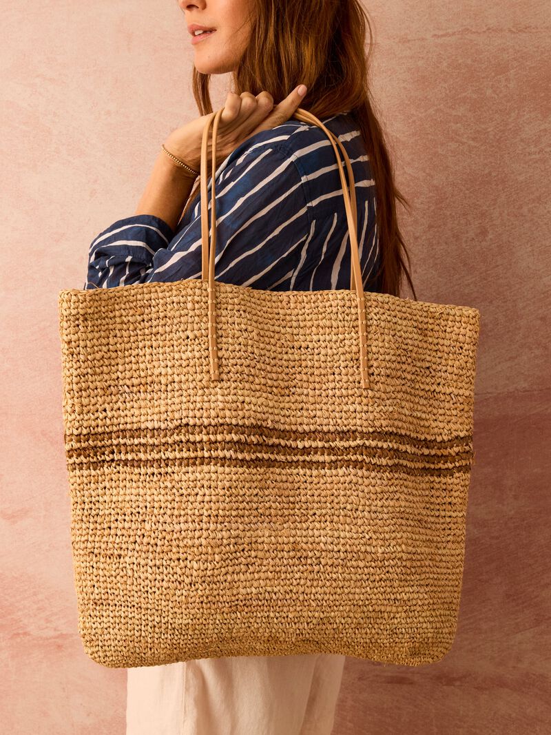 Woman Wears Hat Attack - Luxe Stripe Tote image number 0