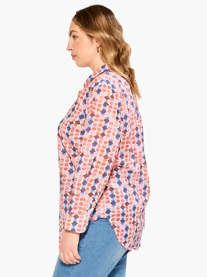 Woman Wears Geo Dots Boyfriend Shirt image number 2