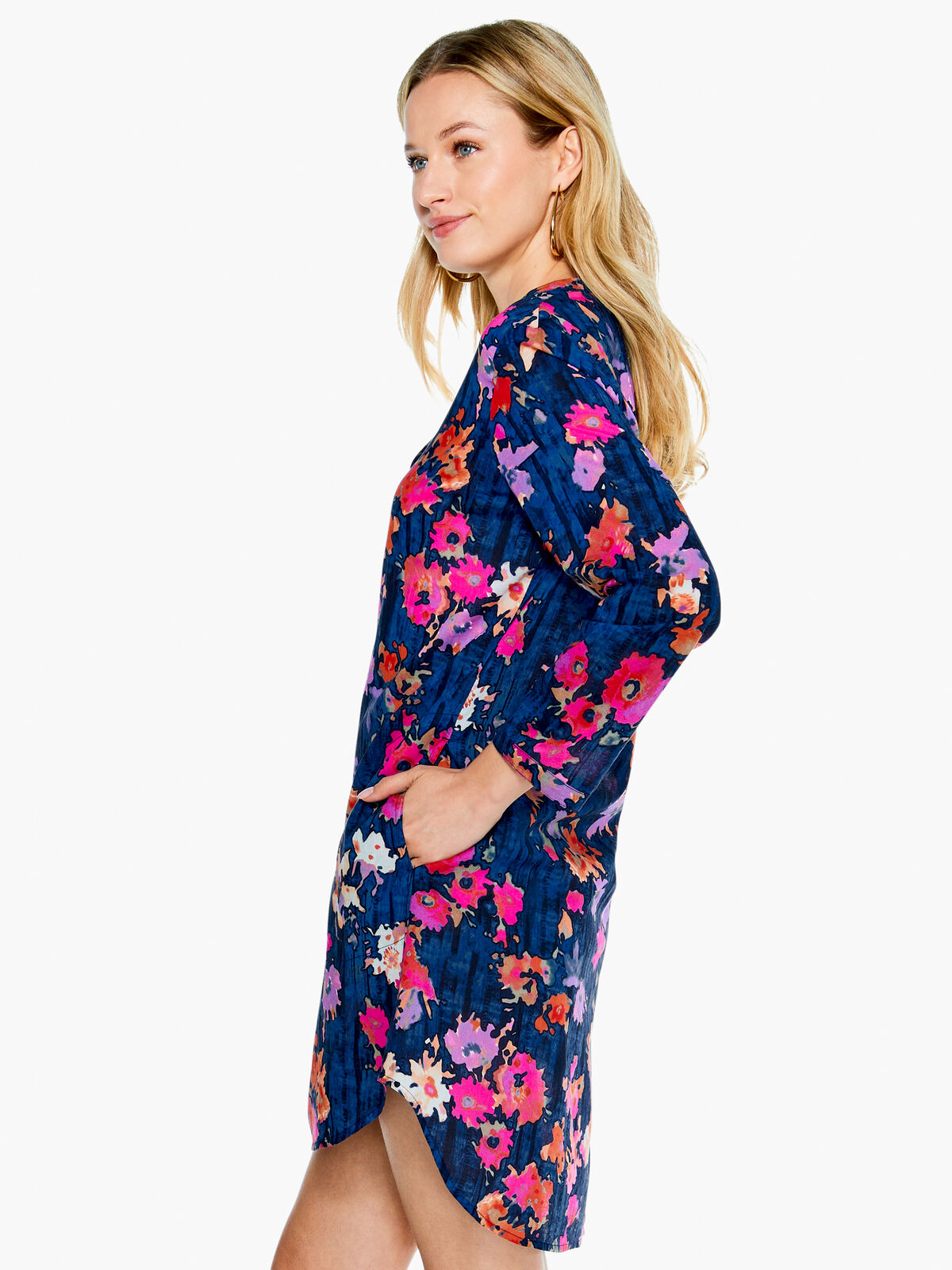 Glowing Blossoms Crinkle Tunic Dress