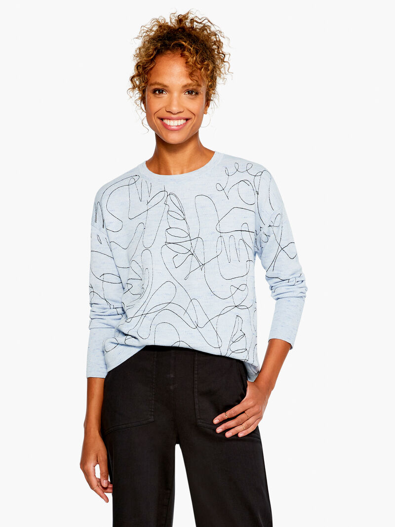 Woman Wears Swirling Stitches Sweater image number 0
