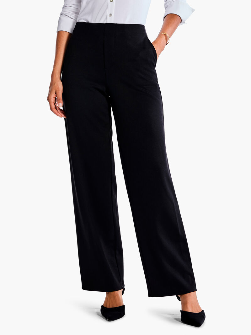 Woman Wears 29" Drapey Ponte Wide Leg Ankle Pant image number 0