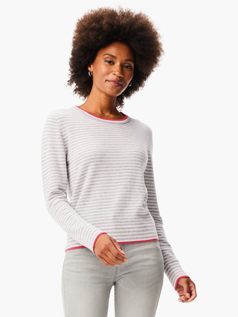Woman Wears Easy Stripe Cashmere Sweater image number 4