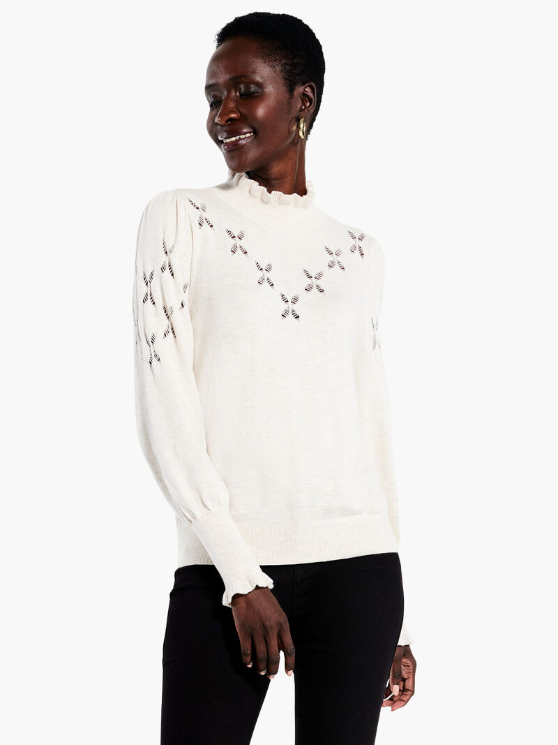 Woman Wears Pointelle Pip Sweater image number 0