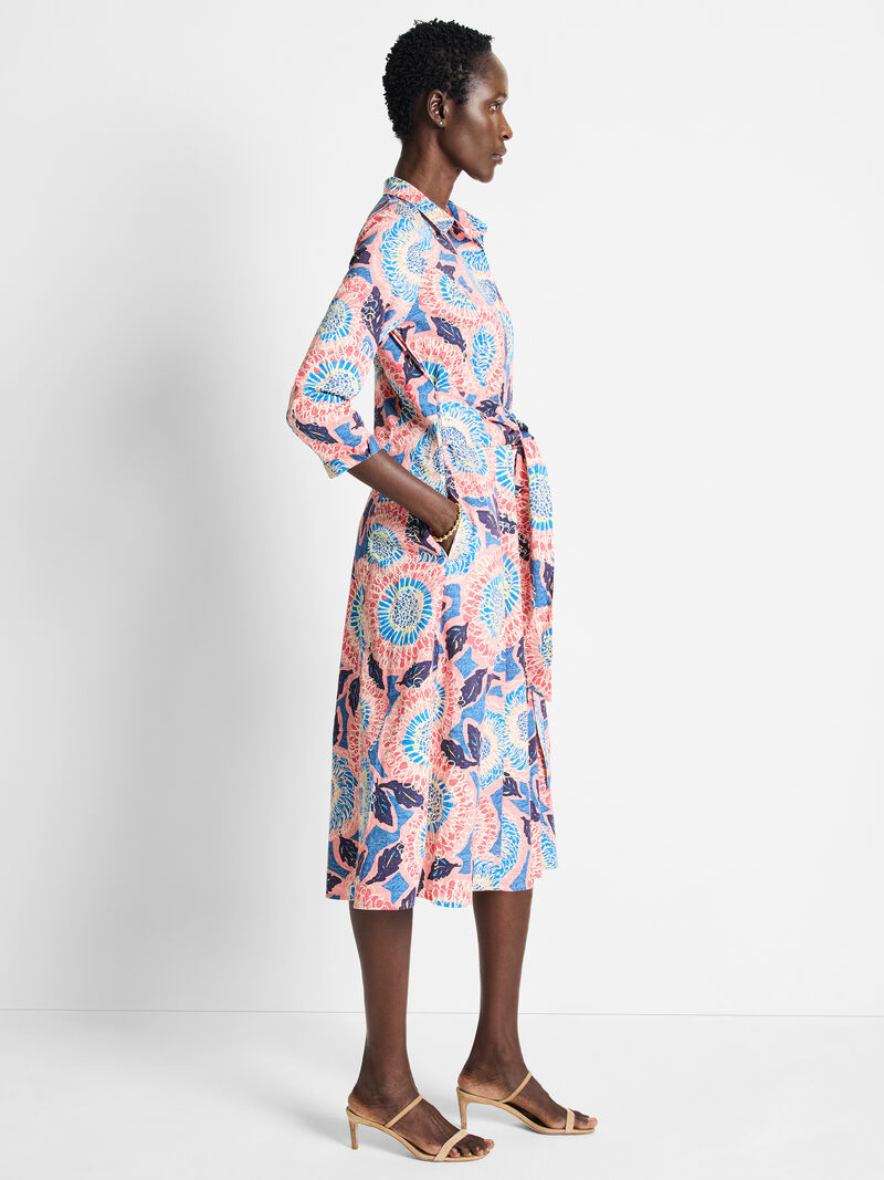 Woman Wears Scribble Blooms Shirt Dress image number 1