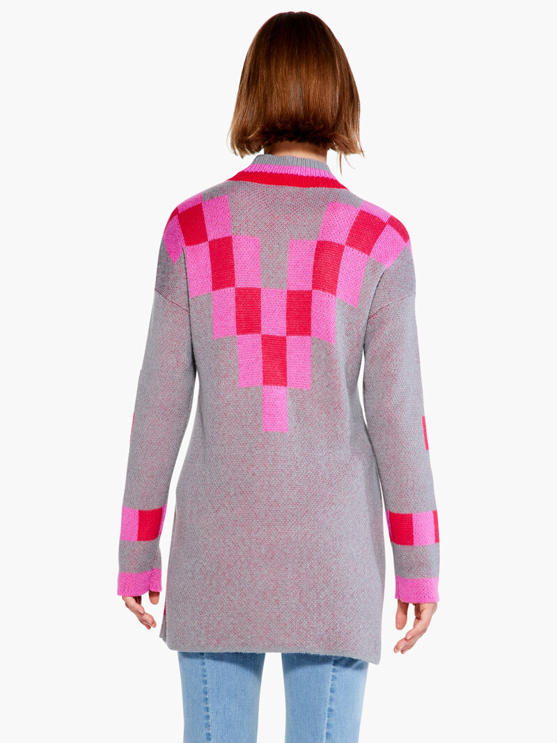 Woman Wears Checked Away Cardigan image number 2