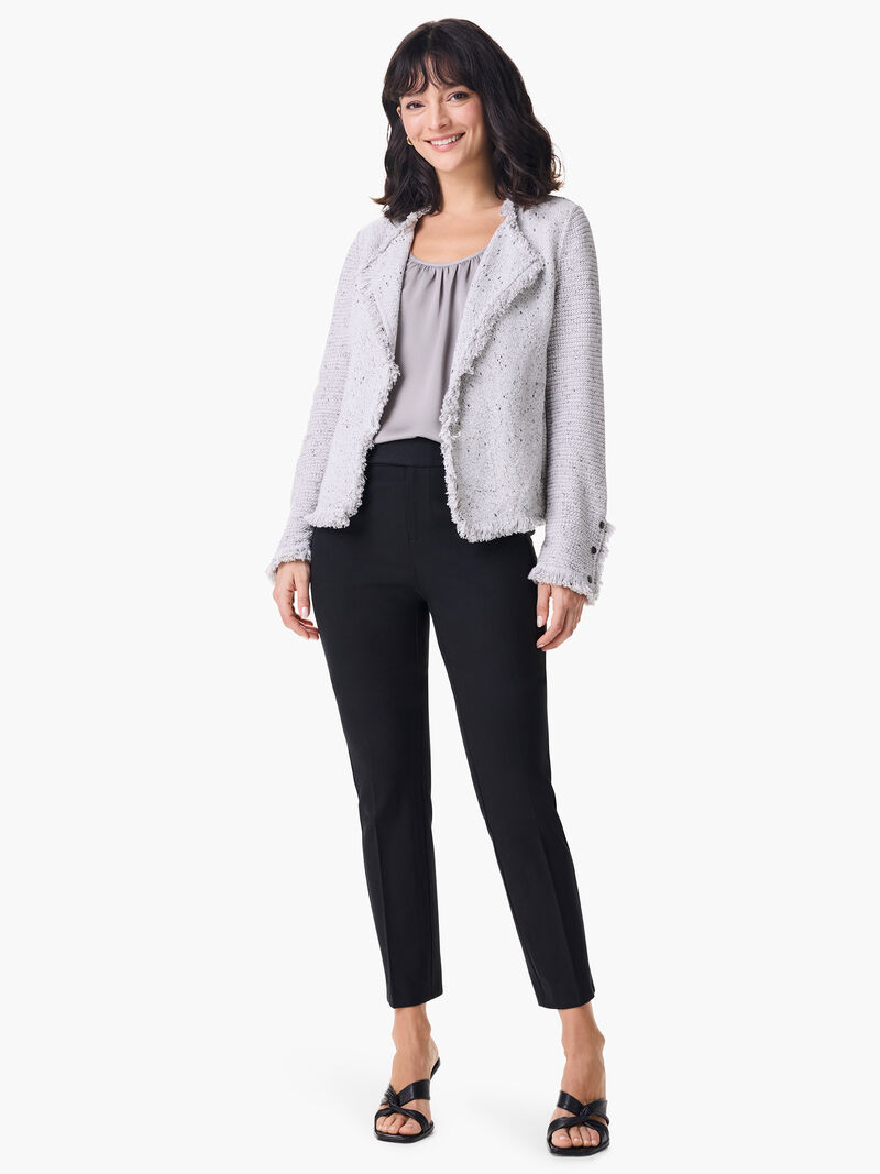Woman Wears 28" Copley Straight Cotton Bi-Stretch Extended Tab Pant image number 1