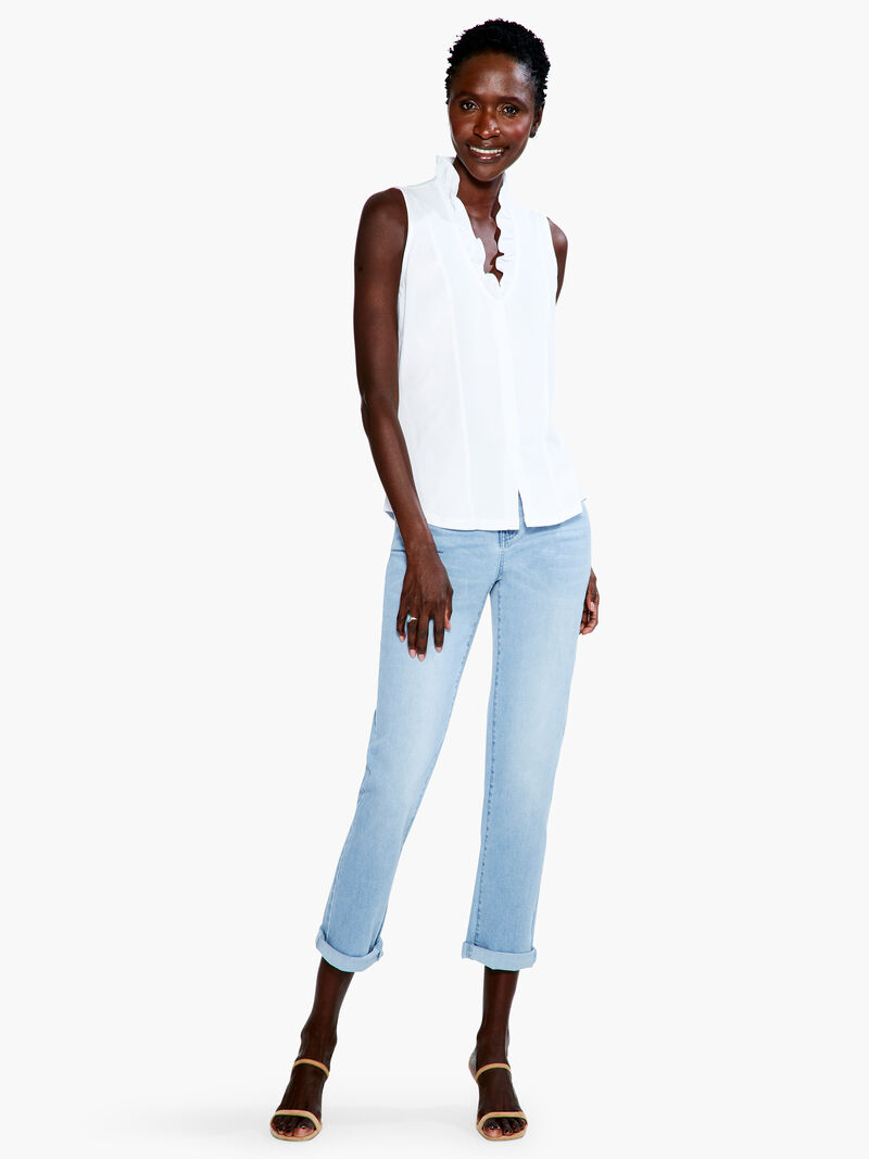 Woman Wears Ruffled Around Tank image number 3