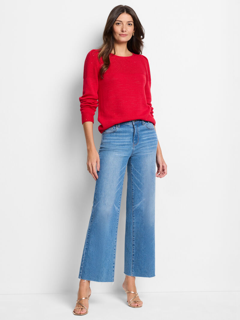 Woman Wears Sequin Stitch Sweater image number 1