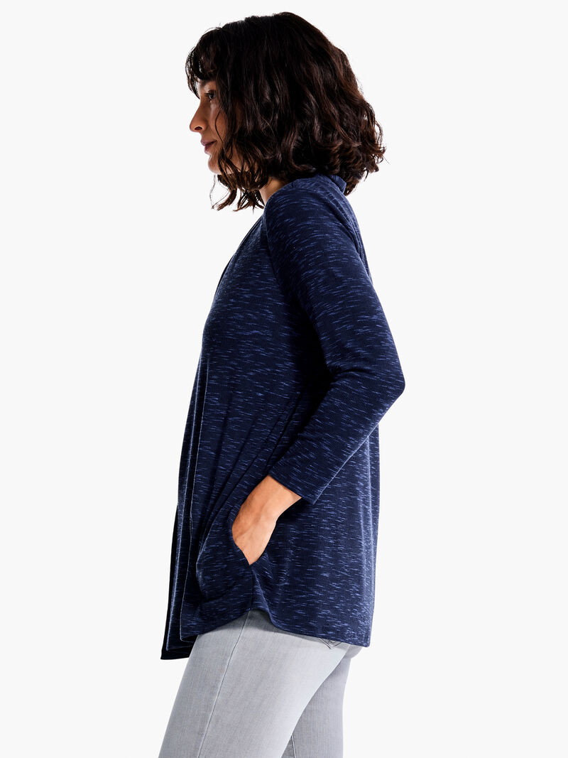 Woman Wears Pocket Drapey Rib Cardigan image number 1