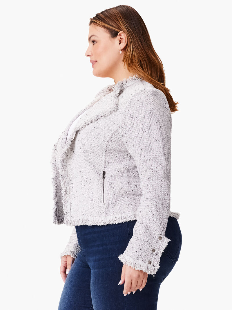 Woman Wears Fringe Mix Knit Jacket image number 1