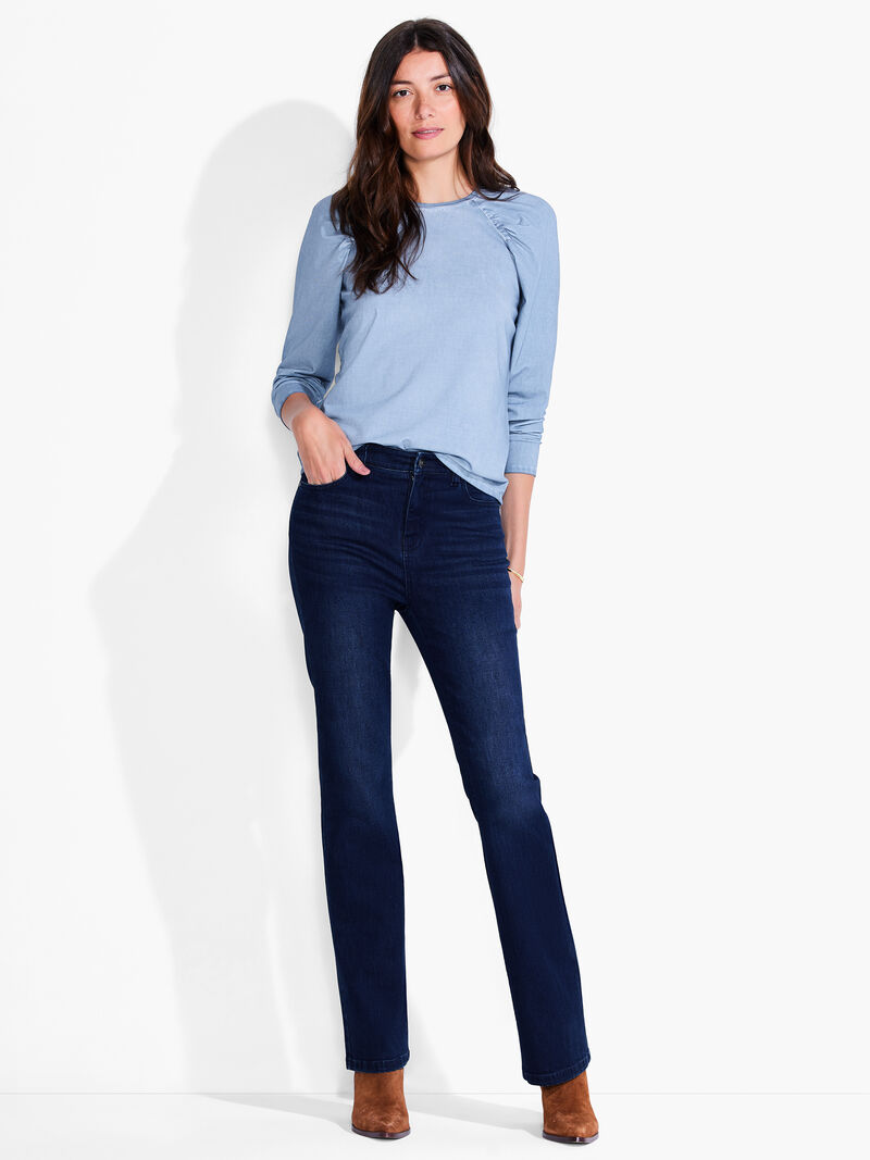Woman Wears NZT Long Sleeve Puff Shoulder Crew Neck image number 3