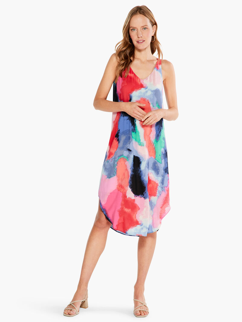 Woman Wears Abstract Art Dress image number 4