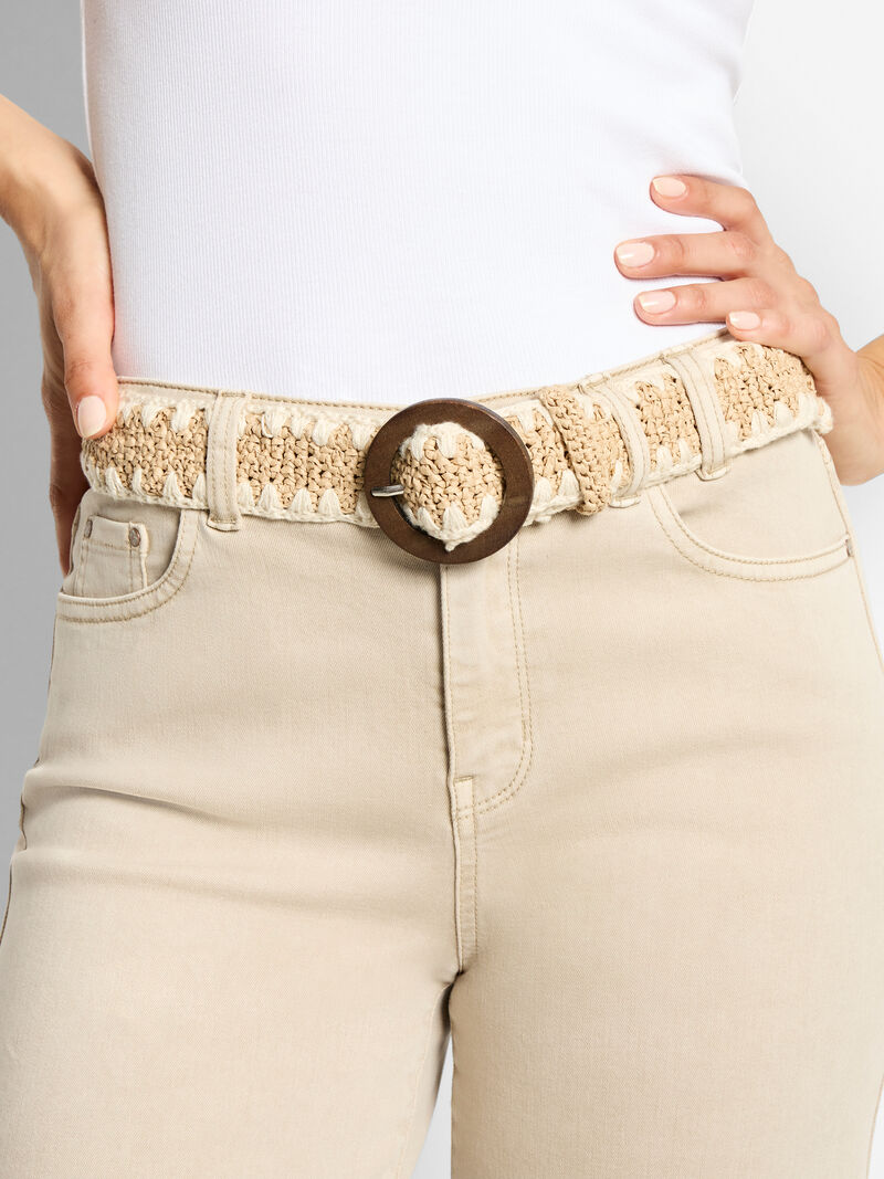 Woman Wears NIC+ZOE Blanket Stitch Raffia Belt image number 0