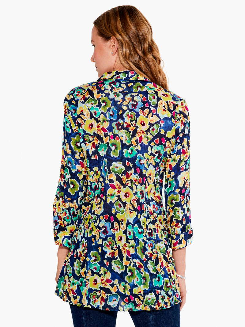 Woman Wears Bold Blossoms Crinkle Shirt image number 2