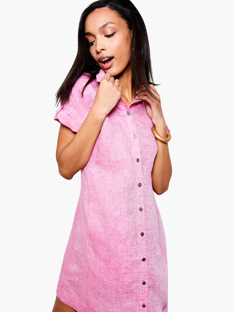 Woman Wears Drifty Linen Shirt Dress image number 0