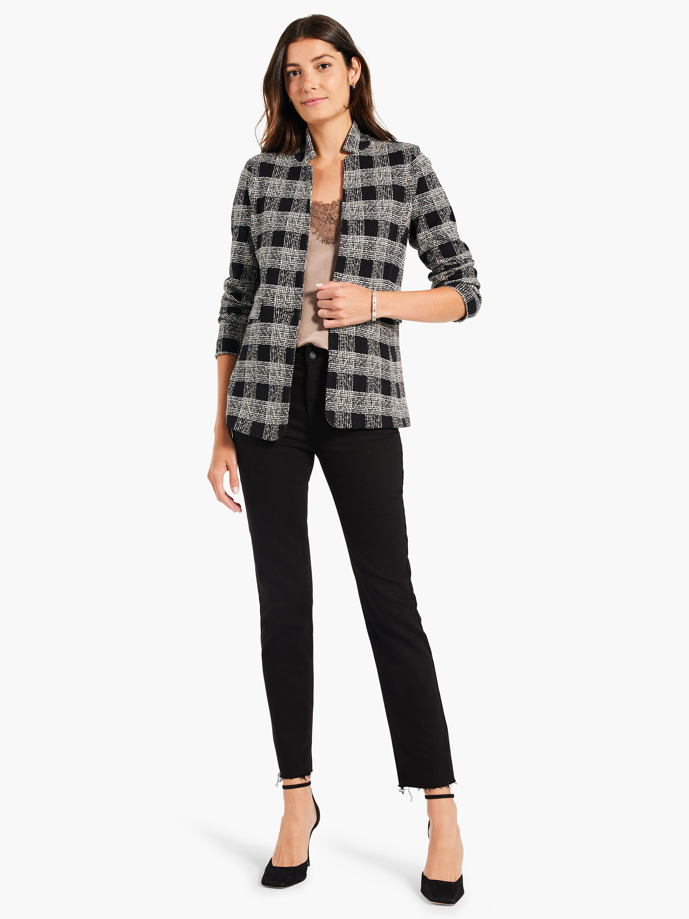 Perfectly Plaid Knit Blazer | NIC+ZOE