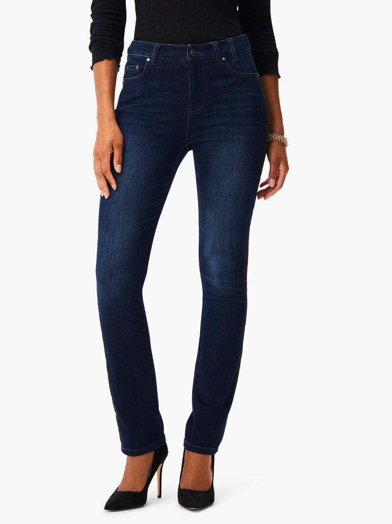 Woman Wears NZ Denim 31" Mid Rise Slim Tuxedo Jean image number 0