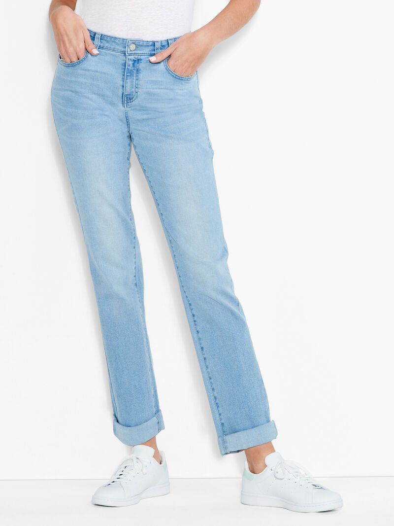 Woman Wears NZ Denim 29" Mid Rise Girlfriend Jeans image number 1