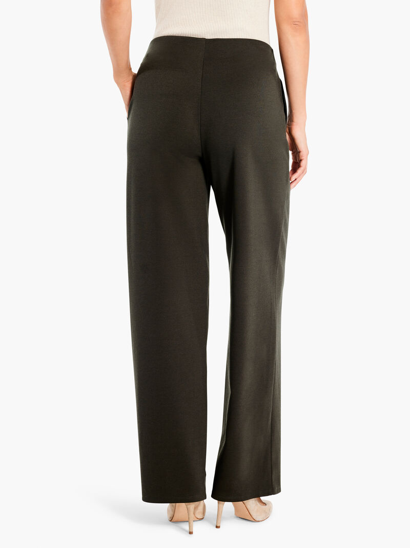 Woman Wears 29" Drapey Ponte Wide Leg Ankle Pant image number 2
