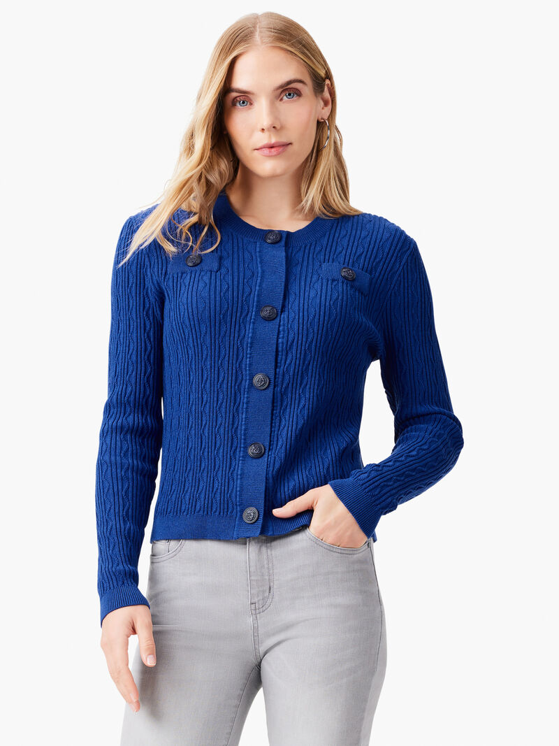 Woman Wears Textured Snap Cardigan image number 0