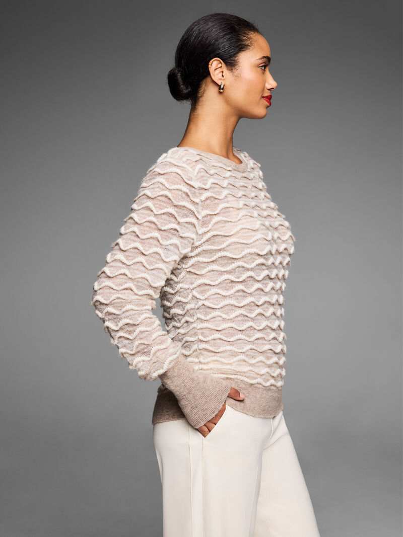 Woman Wears Gold Label Wave Stitch Sweater image number 4