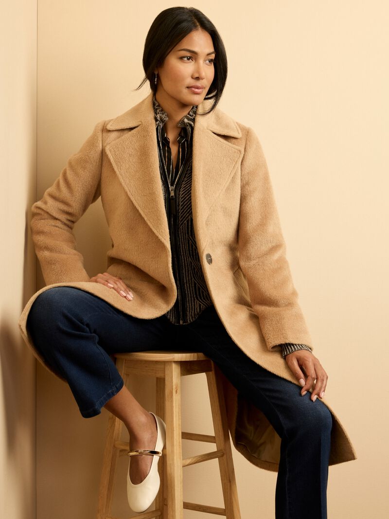 Alpaca Wool Blend Wrap Coat