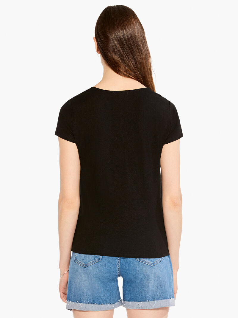 Woman Wears NZT Short Sleeve Knotted V Tee image number 2