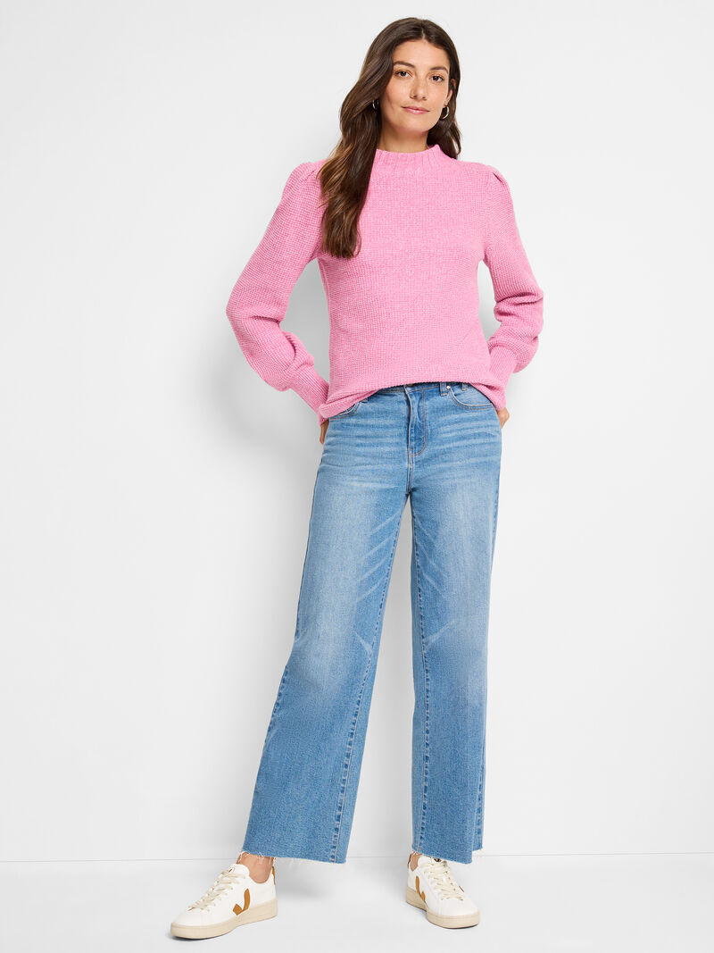 Woman Wears Waffle Stitch Sweater image number 1