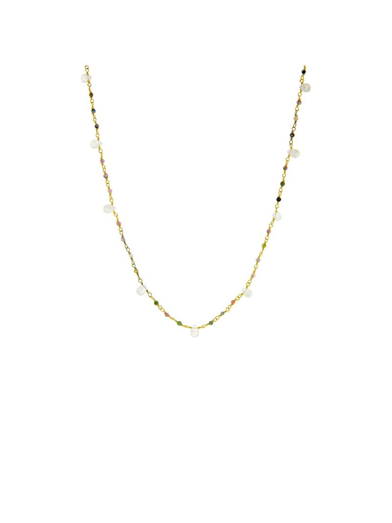 MARLYN SCHIFF GOLD PLATED NATURAL STONE BEADED NECKLACEimage number 0