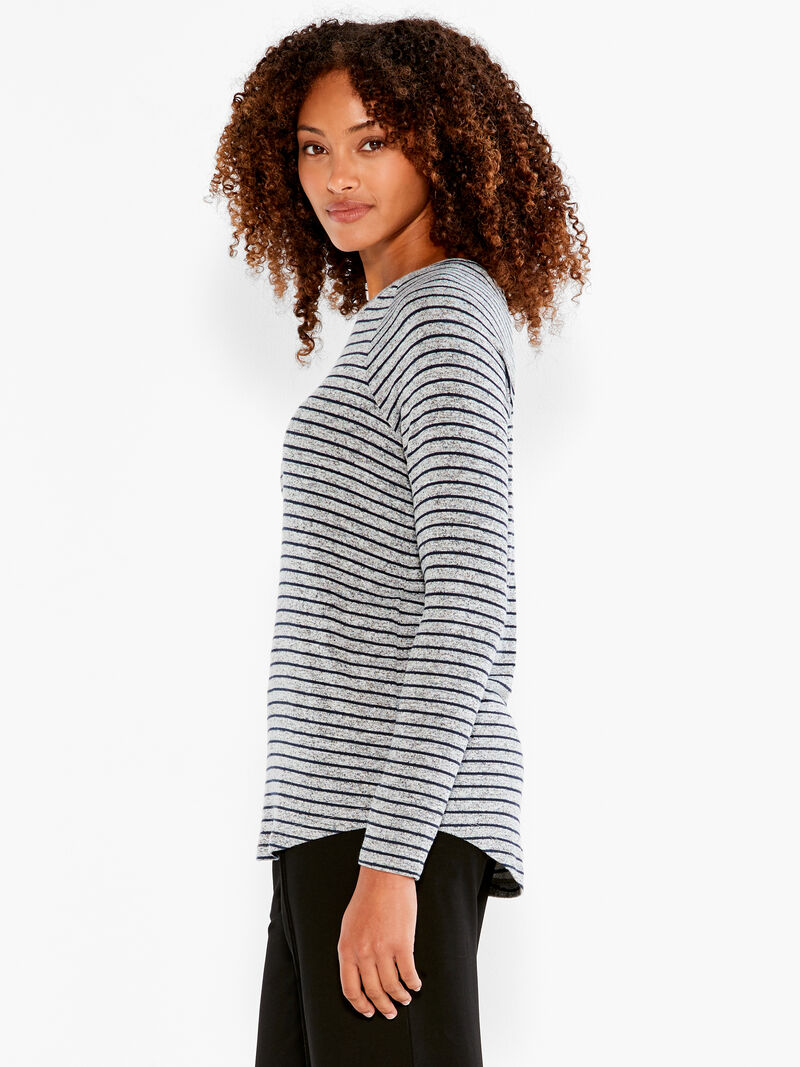 Woman Wears NZT Sweet Dreams Long Sleeve Striped Tee image number 1