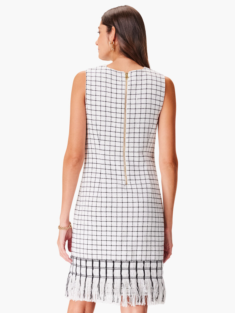 Woman Wears Grid Fringe Mix Dress image number 2