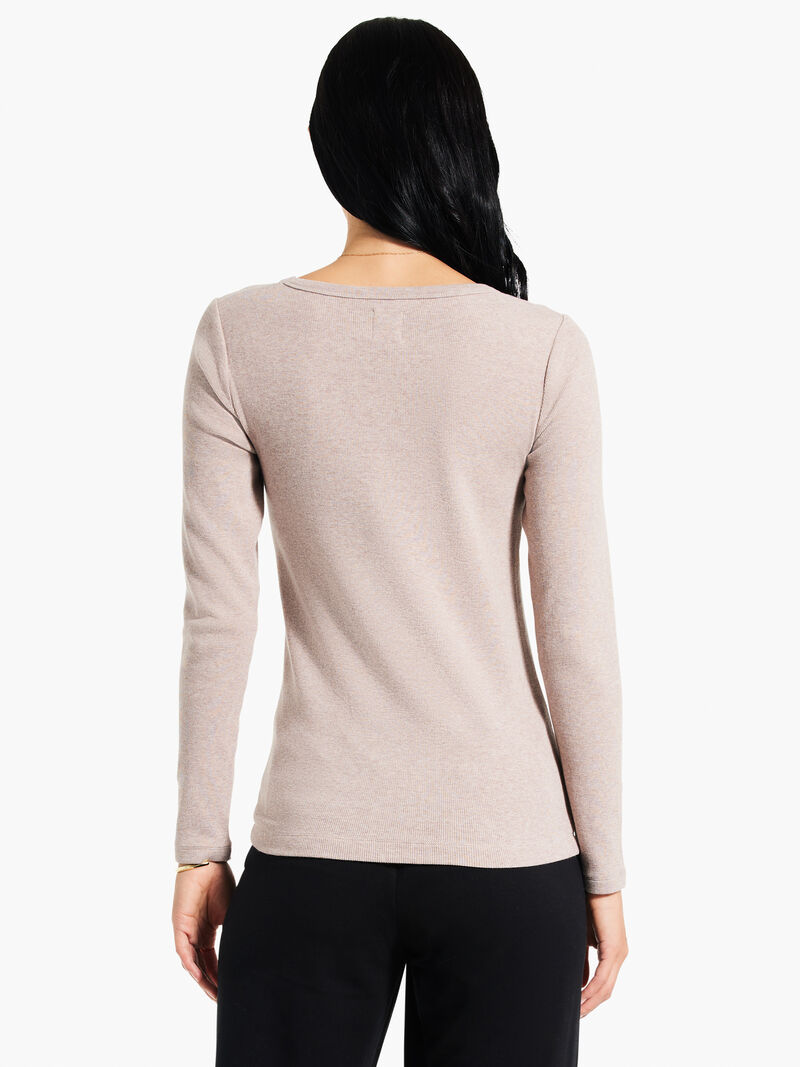 Woman Wears Perfect Knit Rib Long Sleeve V Neck image number 2