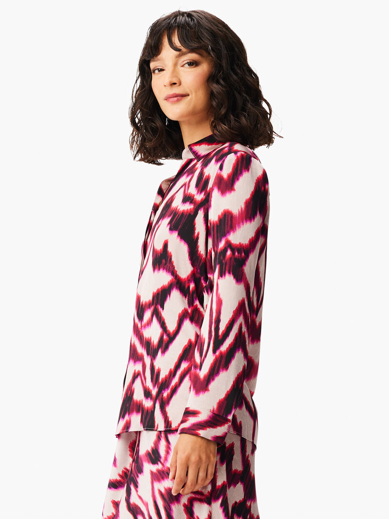 Woman Wears Blurred Ikat Shirt image number 2