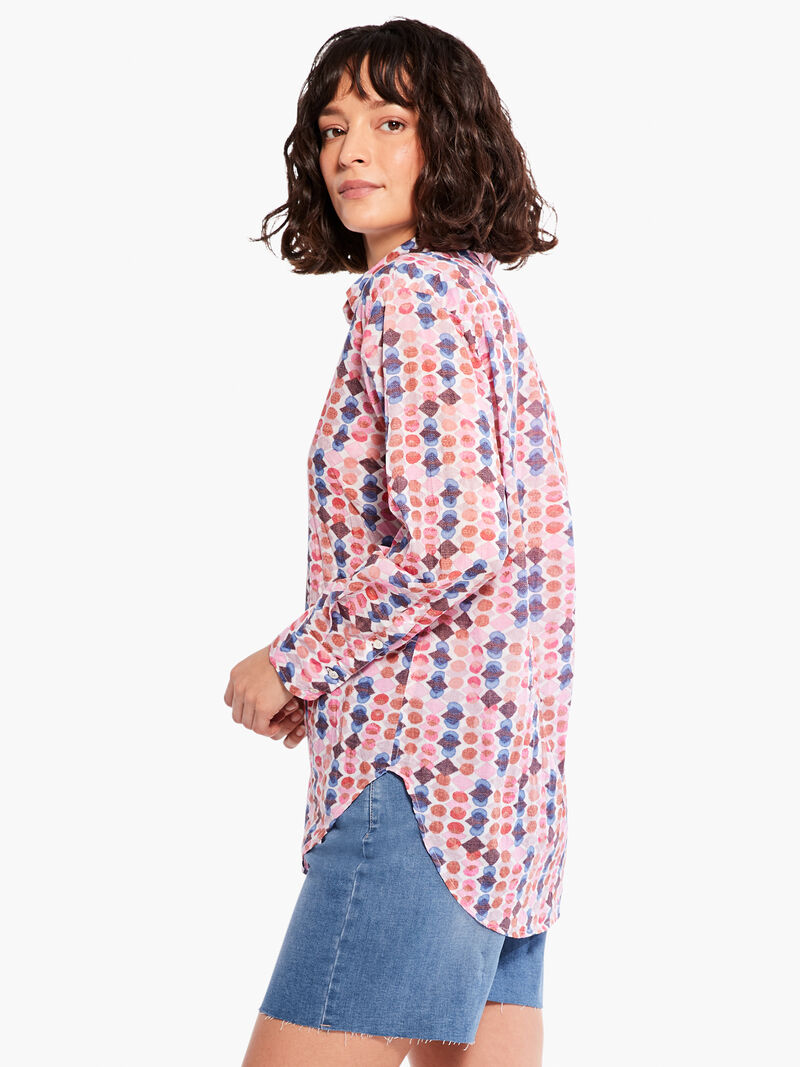Woman Wears Geo Dots Boyfriend Shirt image number 2