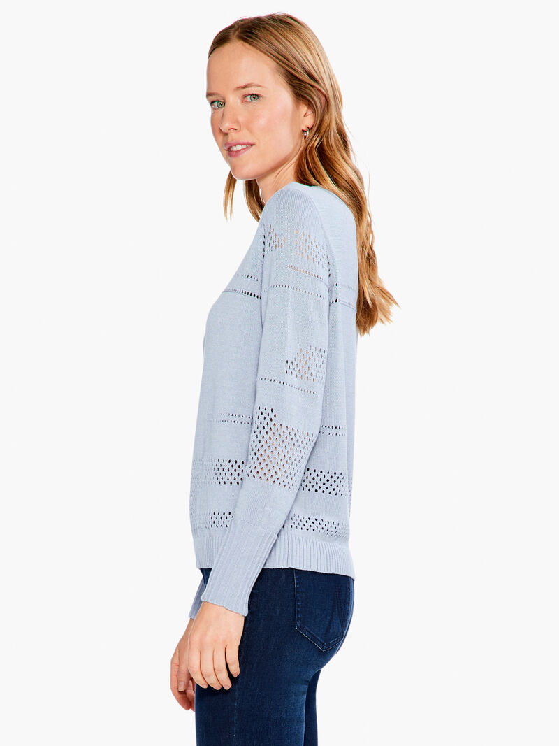 Woman Wears Placed Pointelle Sweater image number 1