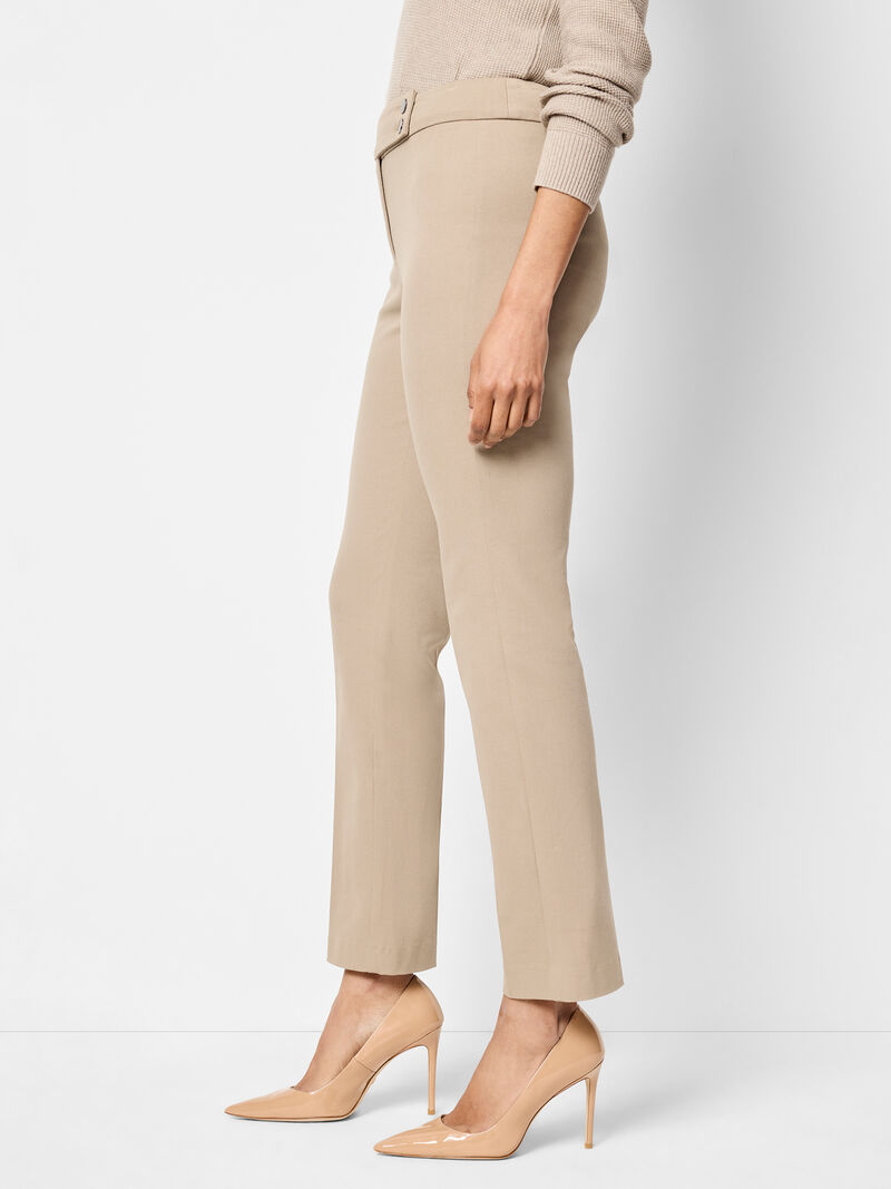 Woman Wears 28" Copley Straight Cotton Bi-Stretch Extended Tab Pant image number 2