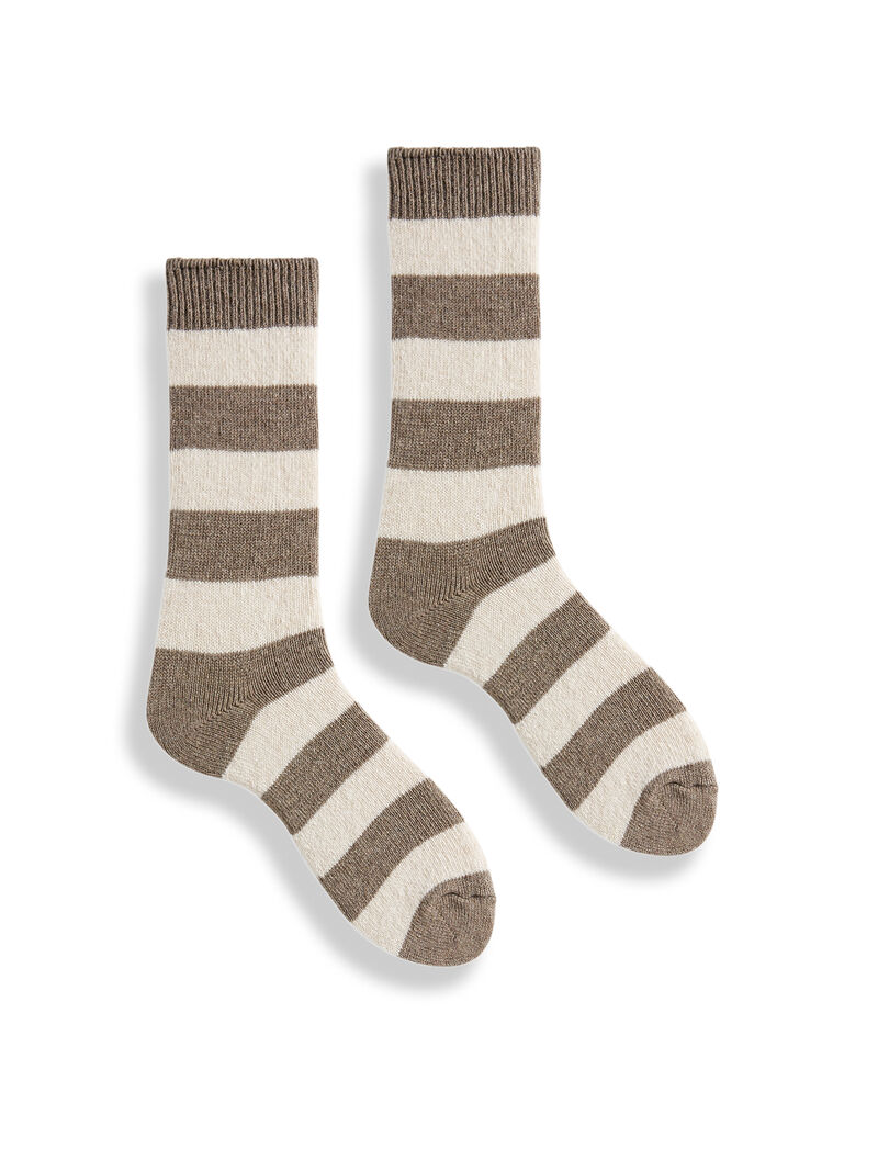 Woman Wears Lisa B - Rugby Stripe Crew Sock image number 0