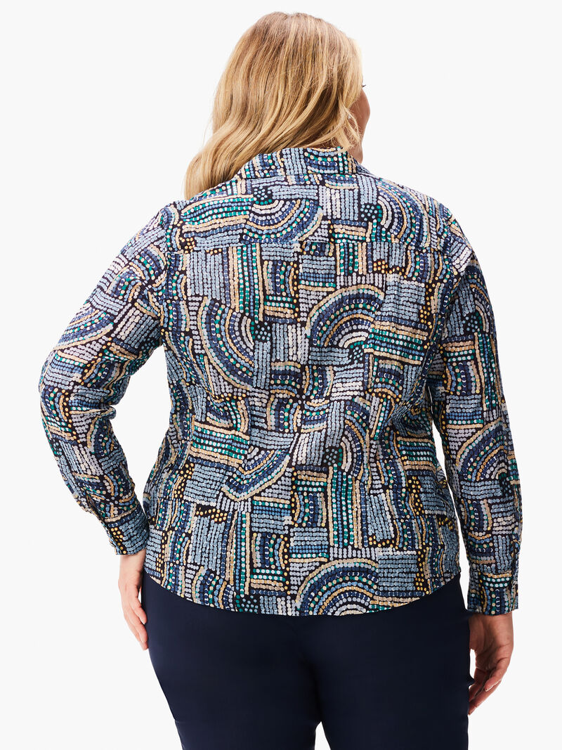 Woman Wears Mosaic Mix Crinkle Shirt image number 2