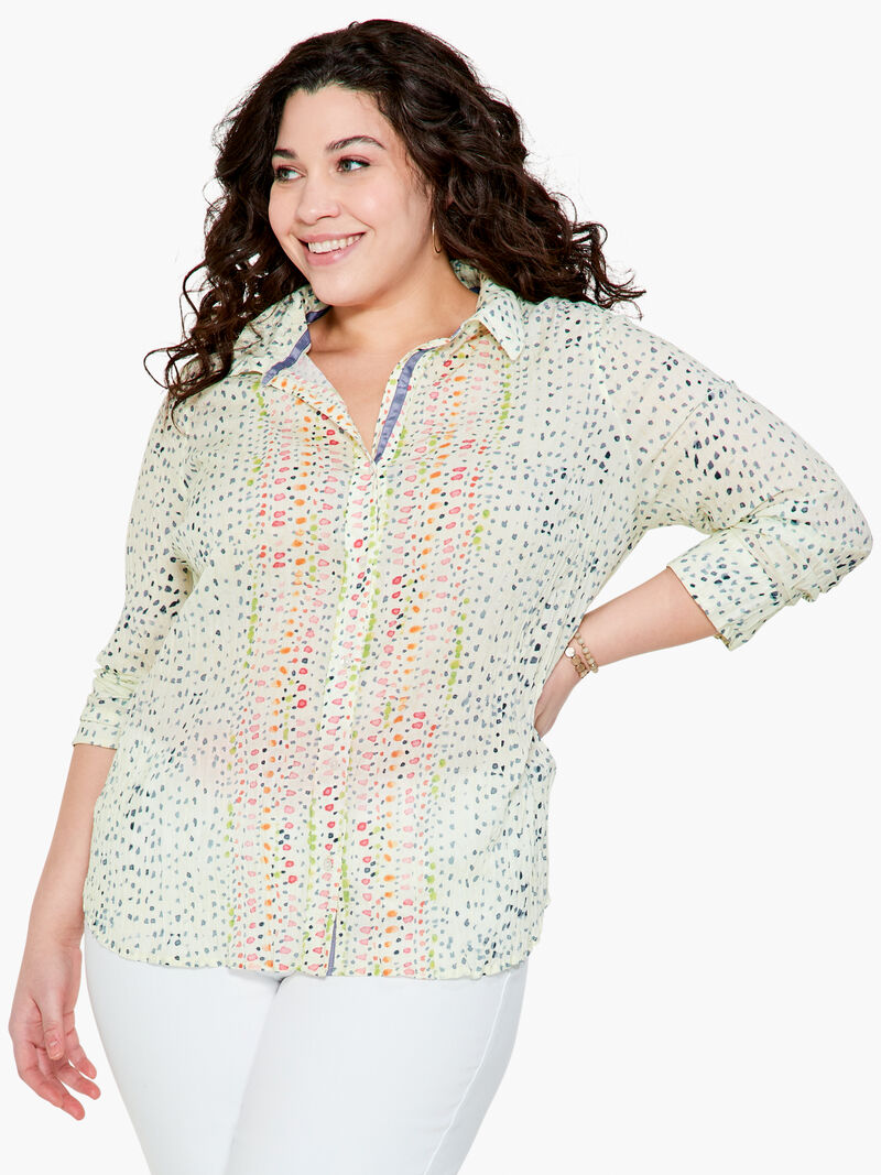 Woman Wears Dotty Crinkle Top image number 1