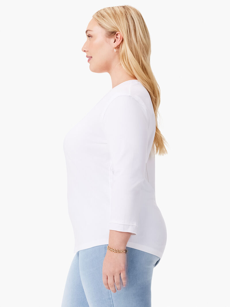 Woman Wears NZT 3/4 Sleeve Roll V Tee image number 1