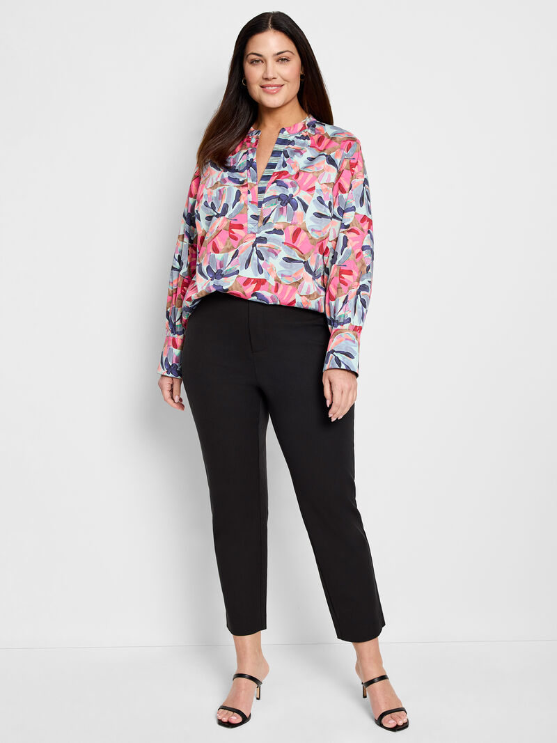 Woman Wears Firework Foliage Woven Top image number 1
