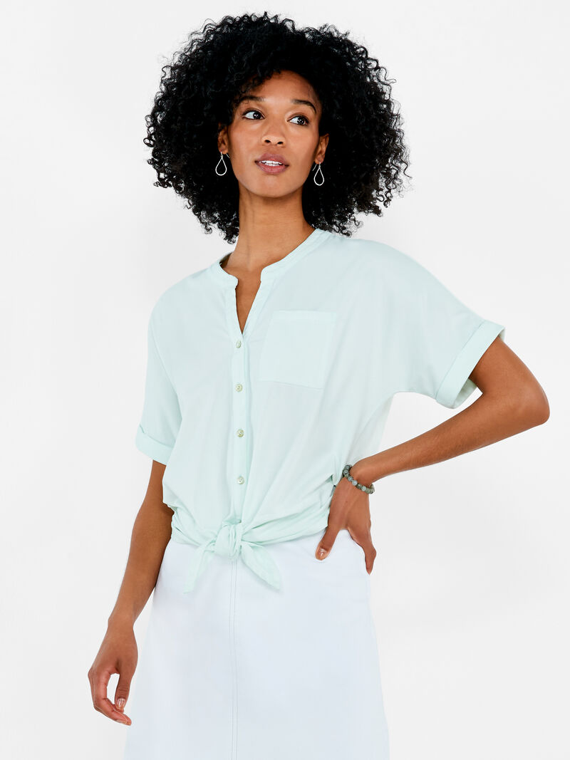 Woman Wears NZT Short Sleeve Button Tie Front image number 0