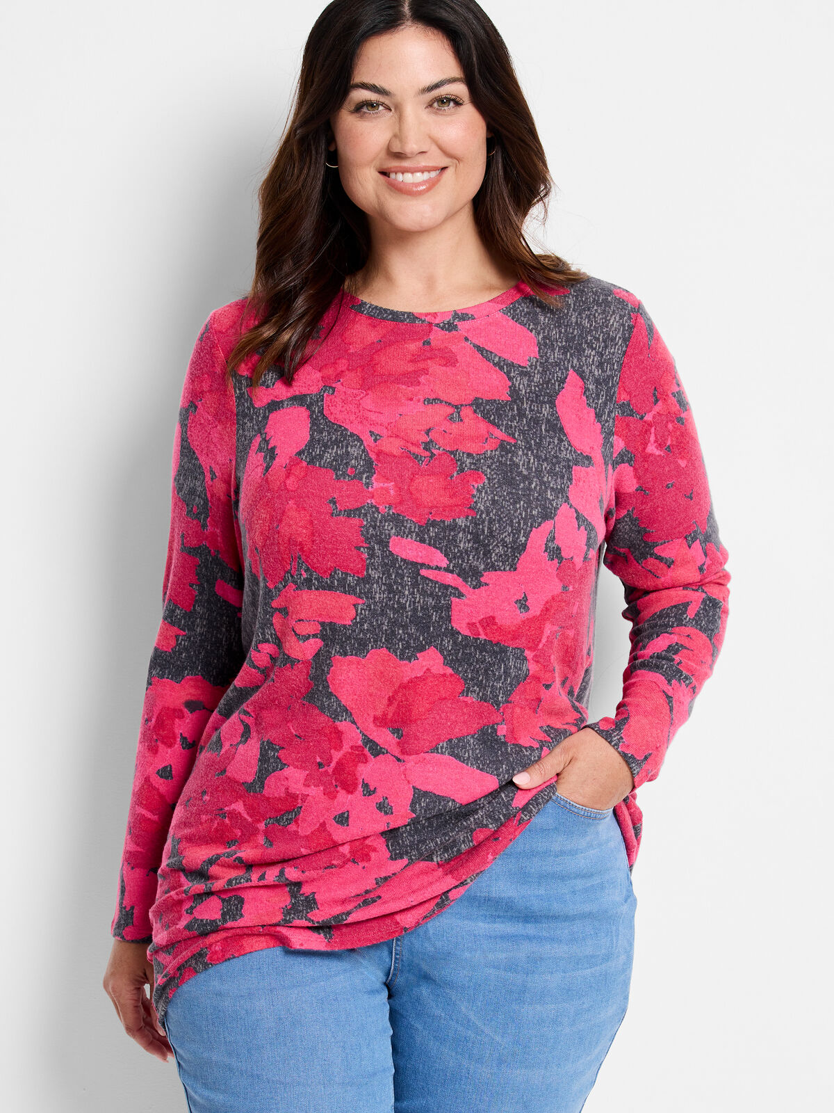 NZT Shadow Floral Long Sleeve Shirttail Tee
