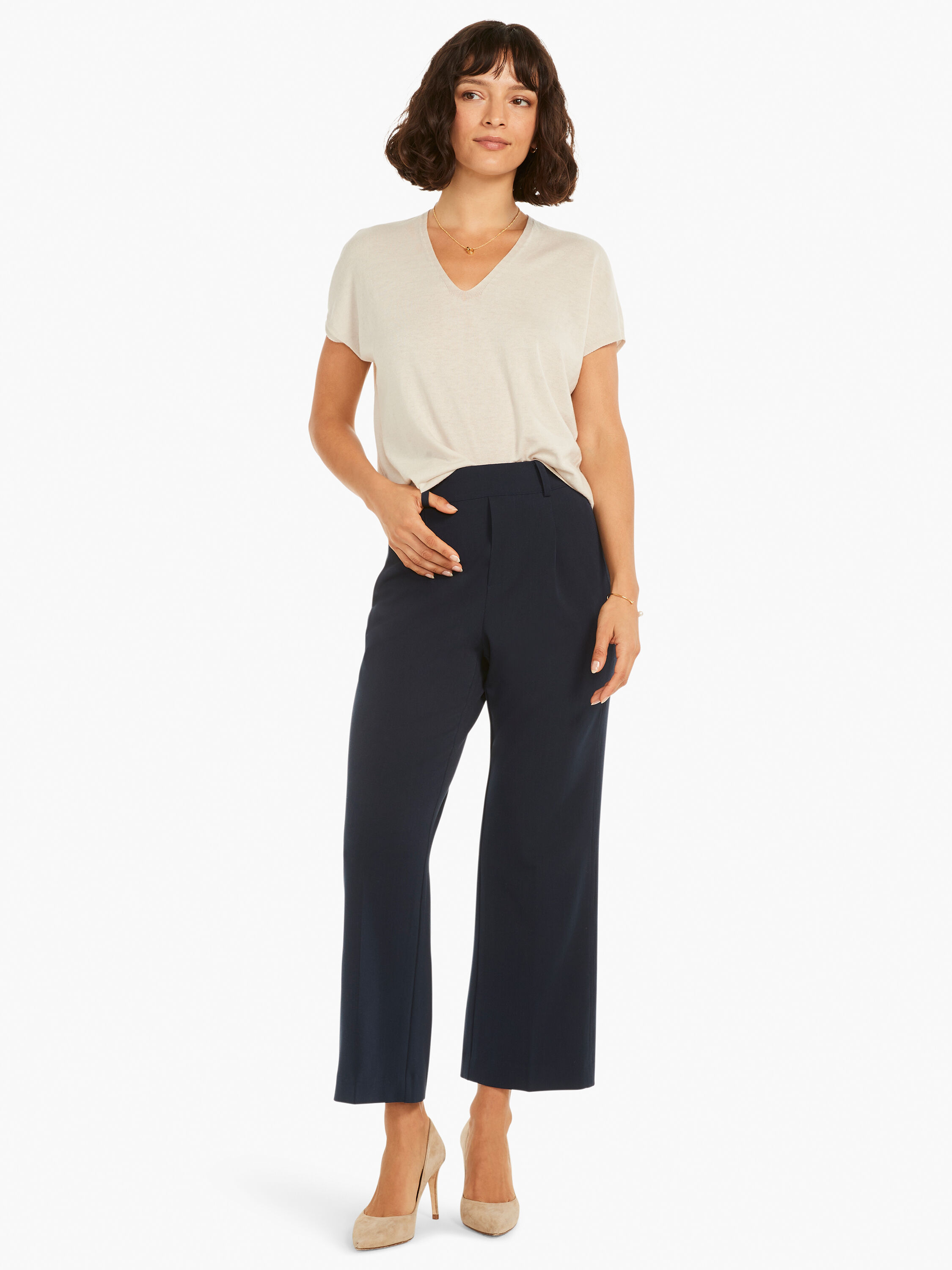 Ladies black wide leg cropped trousers online