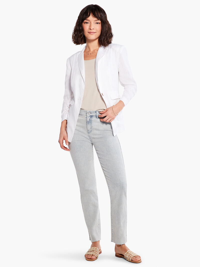 Woman Wears NZ Denim 28" Mid Rise Straight Ankle Jeans image number 1