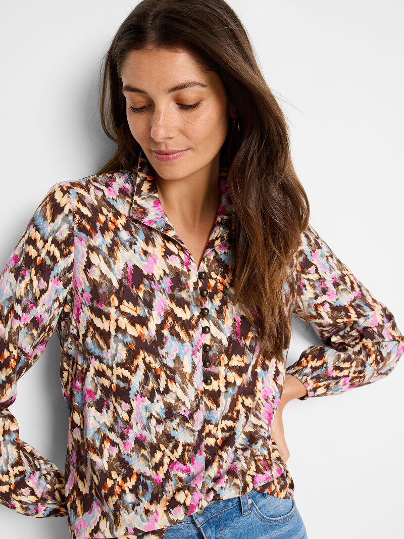 Woman Wears Painted Ikat Live In Top image number 0