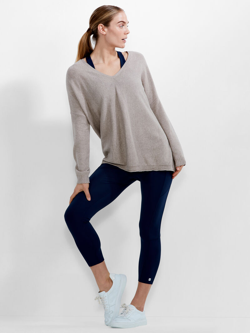 Woman Wears Cool Down Side Slit Sweater image number 4
