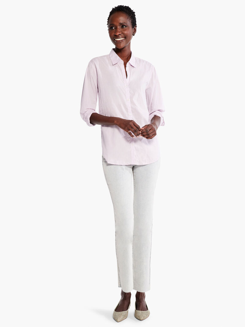 Woman Wears Cotton Boyfriend Shirt image number 3